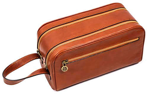 Trousse de Toilette en Cuir Italien Chic Dopp Kit Trousse de Maquillage - Time Resistance Cover