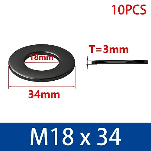 Qrity 10Pcs M18 Round Seal Washer Spacer, Carbon Steel Sealing Gasket Washers for Factory Repair M18 x 34mm - Image 2