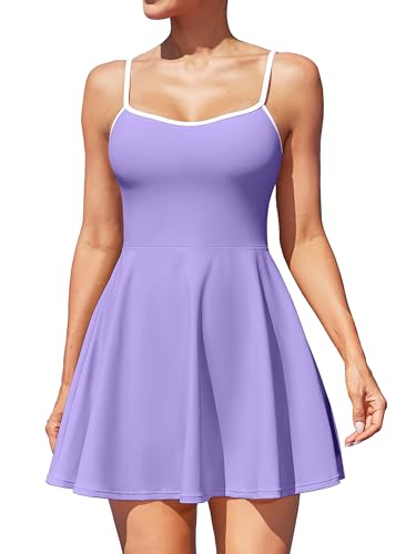 ATTRACO Women Tennis Outfits with Built in Shorts Workout Dress Women Casual Summer Dress S Purple