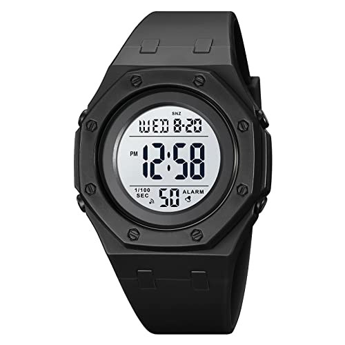 SKMEI Men’s Digital Sports Watch – Black Digital Watch for Youth Sports Outdoor Silicone Watch, Chronograph, Alarm Clock – 2048