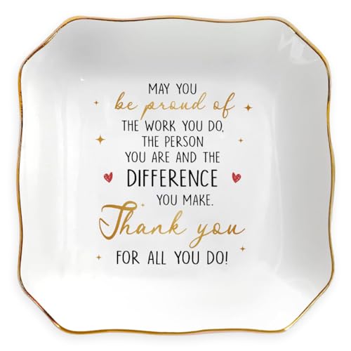 Appreciation Gift for Mom on Mothers day Birthday 2026 - Inspirational Ring Jewelry Dish, Retirement Gift for Woman Coworker Teacher Nurse Employee, Ceramic Trinket Tray