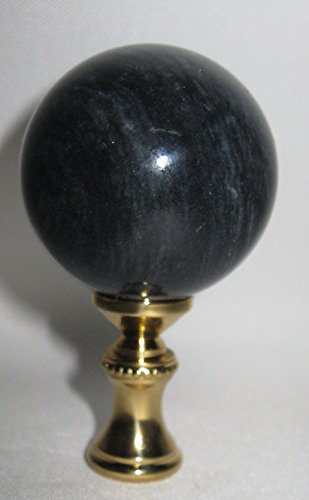 Image of Grey /Black Natural Stone 40 MM (1.57 Inches) Ball Lamp Finial - 2.5 Inches High