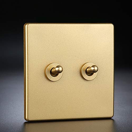 Ploutne Or en laiton rétro interrupteur à levier personnalité style nordique mur Panel Switch Panel Matte Durable 2 Way double contrôle interrupteur à bascule 86 Type interrupteur mural for contrôle L