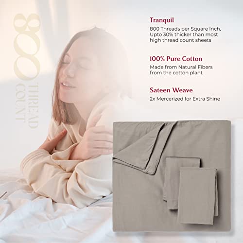 Mayfair Linen Queen/Full Duvet Cover, 800 Thread Count Sateen 3 Pc Egyptian Cotton Duvet Cover Set, 100% Pure Cotton Comforter Cover, 2 Pillow Shams, Zipper Closure, 7 Corner Ties - (Taupe) #TOP4