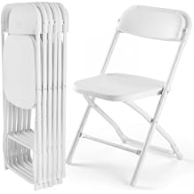 DUMOS Folding Chairs Sets of 6, 330lbs Capacity Plastic Stackable Home Office Chair, Portable Fold Up for Indoor Outdoor, Patio, Camping, Garden, Party, White