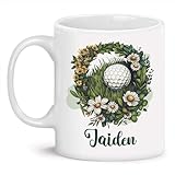 Kaffeebecher Herzerwärmender Personalisierter Name Auf Illustration Eines Golfballs Kaffeetasse Retro Weihnachtstasse Premium Bürotasse Für Familie Arbeit Unisex 330Ml