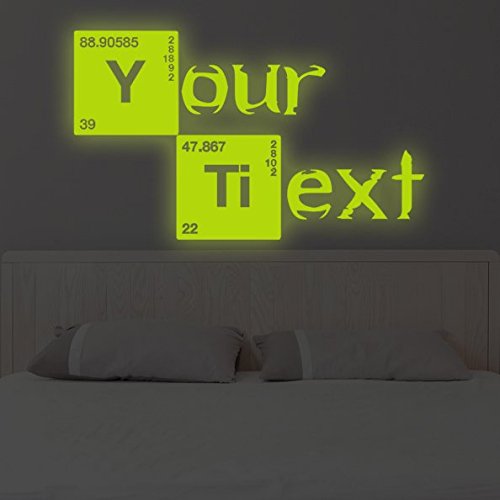 (120x 68cm) Individuelle Glowing Vinyl Wand Text in Breaking Bad Stil/Glow in Dark Namen die cut Aufkleber/Leuchtziffern Wandbild + Gratis Aufkleber Geschenk macht.