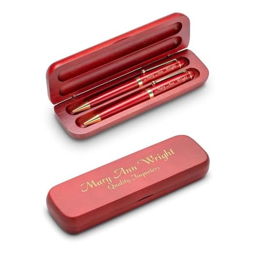 Executive Gift Shoppe Personalized Cherrywood Pen & Pencil Box Set - Laser Engraved Cherry Finished Pen and Pencil Set