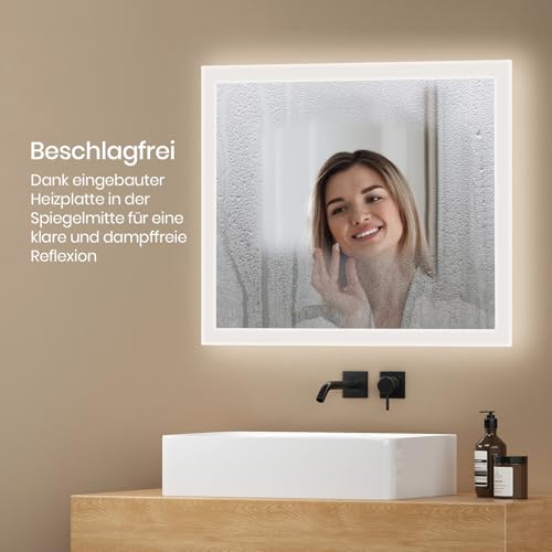 EMKE Badspiegel mit Beleuchtung 50x60cm, Antibeschlag – Ansicht 4