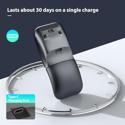 Ratón inalámbrico recargable Tipo C con diseño ergonómico giratorio multidispositivo 6