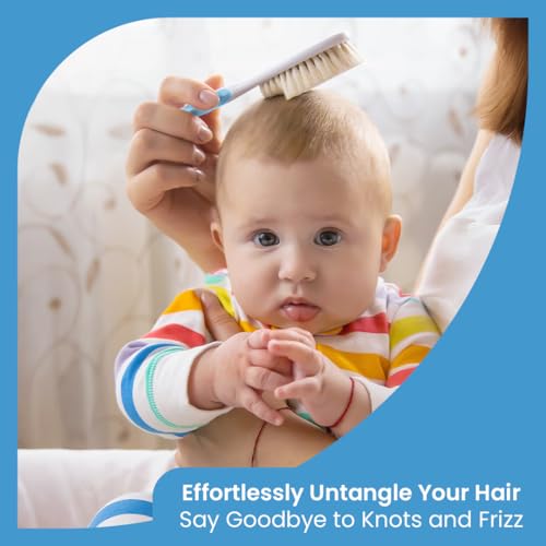 Image of TONY STARK Baby Brush and Comb Set, Newborn Essentials Set with Baby Comb and Soft Bristle Hair Brush for Your Toddler's Scalp (Blue)