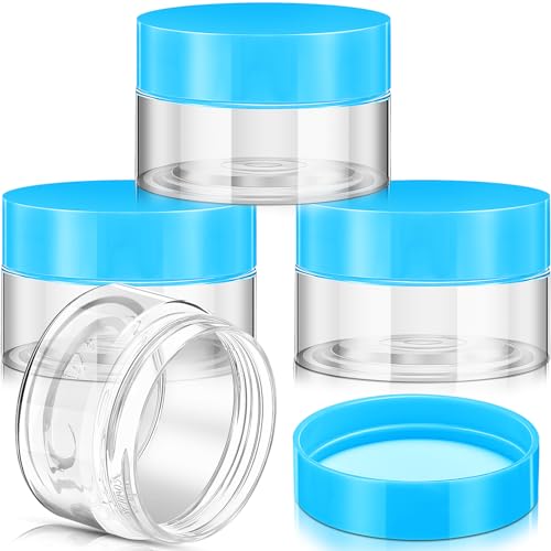 Image of Patelai 4 Pcs Plastic Jars Wide Mouth with Lids,1 Ounce,Blue
