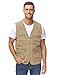 Lentta Men's Fishing Vest Summer Outdoor Work Safari Photo Cargo Vest 14 Pockets(PoplinKhaki-L)