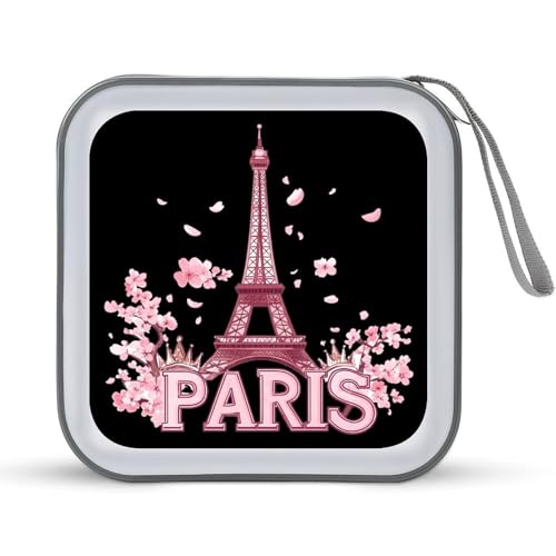 Paris Eiffel Tower CD Case Plastic DVD Case Holder Wallet Disc Storage Organizer for Car Travel