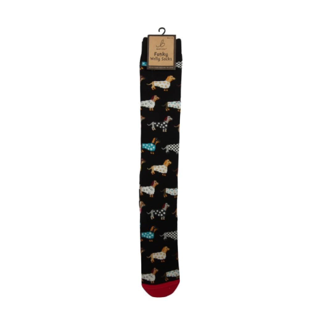 Bartleby Ladies Funky Welly Socks Trendy Dachshunds