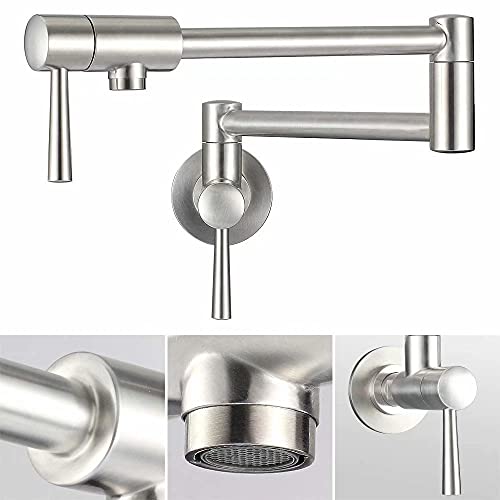 Cwm Pot Filler Faucet Stainless Steel Commercial Wall Mount Kitchen Sink Faucet Folding Stretchable With Single Hole Two Handles #TOP1