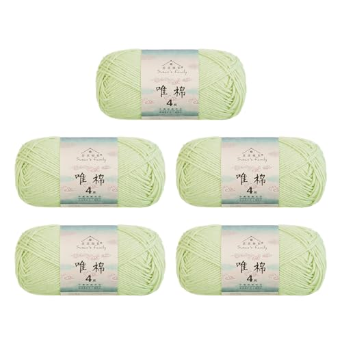 Susan's Family Combed Cotton 4 ply Yarn 5x50g-5Packs-76#Lime Cream