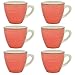CREOFANT Juego de tazas de café de 6 piezas, tazas de gres para 6 personas, tazas de café, vajilla de gres, servicio de café pintado a mano (rojo)