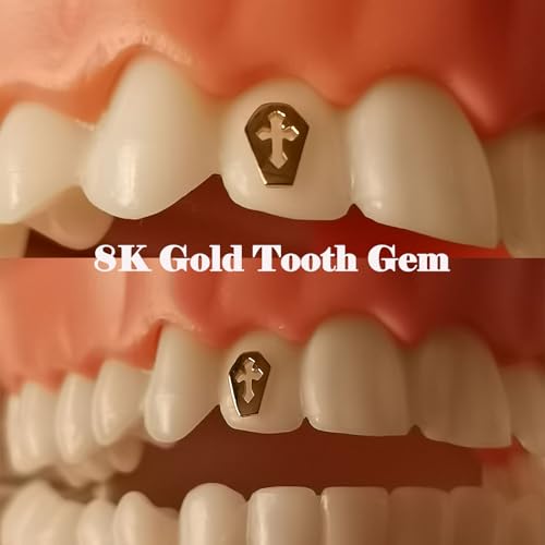 Image of Chamon 8K Solid Gold Shield Tooth Gems - Luxury Real Gold Gem Art, Cosplay Party Salon Aesthetic Smile Decoration