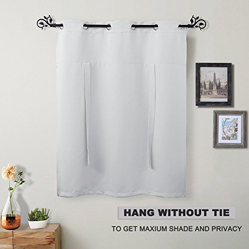 Pony Dance Tie Up Curtains - Thermal Curtain Tie Shade For Small Window Valance Balloon Blind Decorative Panel For Bedroom, 42 Inches X 45 Inches, Greyish White, 1 Piece #TOP5
