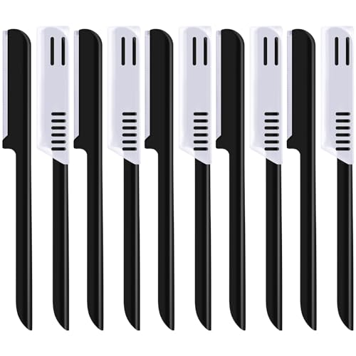 Mudder 10 Pcs Eyebrow Razor for Facial Hair Trimmer, Silver, Black