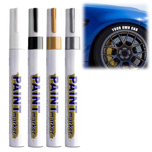ShengQiu 4 Colour Tire Paint Marker Pens,Car Tire Marker Pens,Anti-drying Letter Graffiti Ink Marker,Waterproof Quick-Drying Ti/re P/en,Permanent Marker Pe/n,Paint Tyr/e Paint Pe/n