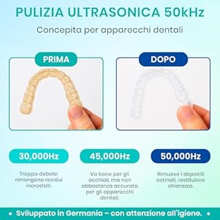 mfa® | Pulitore a ultrasuoni per protesi dentarie, apparecchi ortodontici, bite, retainer, aligner, dentiere, dispositivi occlusali, gioielli | Ultrasonic Dental Cleaner