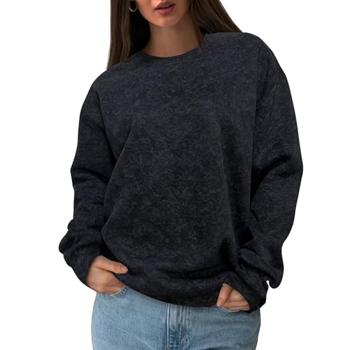 Oversized Sweatshirt for Women Fashion: CrewNeck Causal Basic Fall Clothes Tops Loose Fit Pullove