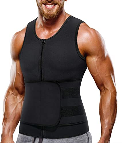 BingrongMens Exercise Vest Zipper Body Shaper with Adjustable Tank Top