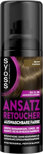SYOSS Ansatz Retoucher Kaschierspray Braun (120 ml) Ansatzspray deckt helleren und grau nachwachsenden Ansatz ab schweiss- & regenfeste auswaschbare Haarfarbe bis zu 40 Anwendungen