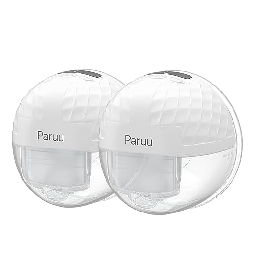 Paruu P10 Hands-Free Breast Pump Wearable, 338mmHg Strong Suction, Low Noise, 4 Modes & 9 Levels, Electric Breast Pump Portable, Smart Display, 19/21/24/28mm Insert/Flange, 2 Pack (White)