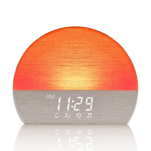 Sunrise Alarm Clock & Wake Up Light Alarm Clocks with 30 Sounds , 11 Colours & Snooze, Bedside White Noise Alarm Clock for Natural Wake Up, Daylight Alarm Clocks for Heavy Sleepers, Kids, Adults