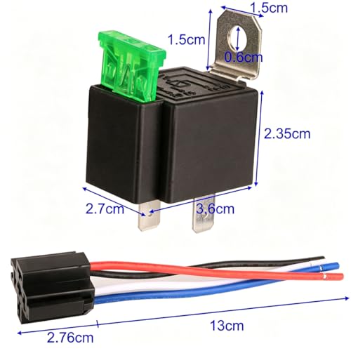 Gebildet 3 Stück 12V-Sicherungs Relais Schalter, 12-AWG-Kabelbaumsatz mit Eingebauter Diode - 30A ATO/ATC-Flachsicherung, 4-Polige SPST-Automobil-Elektrorelais