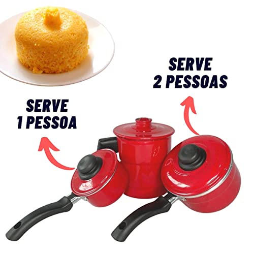 Cuscuzeiro Individual Com 2 Conchas Prático Porção Única Serve 1 ou 2 Pessoas (Vermelho)