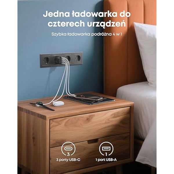 Зарядное устройство Anker Zolo 4-портовый настенный адаптер с ультрабыстрым выходом 70 Вт компактный и устойчивый дизайн для iPhone 16 15 MacBook Air iPad кабель в комплект не входит