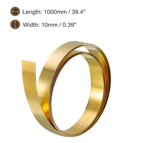 Thin Brass Strip Metal Foil 1000mm x10mm for Jewelry Crafting DIY (0.5x10x1000mm)