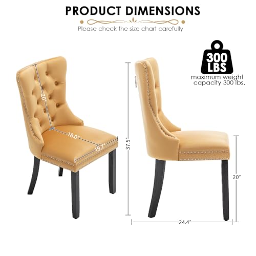 Image of Velvet Dining Chairs, Tufted Kitchen & Dining Room Chairs, Gold, Set of 6