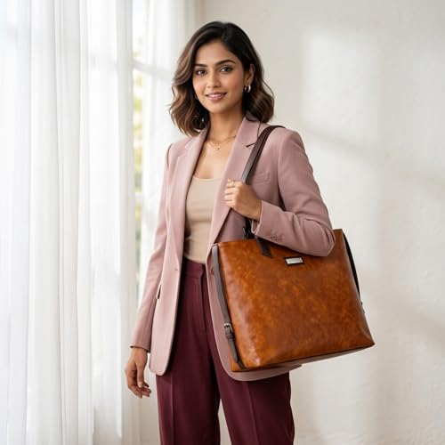 Image of VISMIINTREND Stylish Leather Office Laptop Tote Bag for Women| Shoulder Work Hand Bags for Women | College Bag for Girls | Fits 13 inch,14 inch, 15.6 inch Macbook Laptops