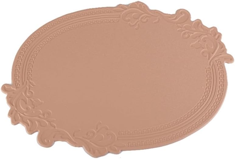 Oval Embossed Leather Placemat Retro Non-Slip Heat Insulation Western Table Mat