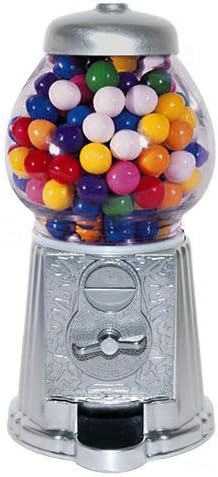 Medium Size 11 Metal and Glass Candy Gumball Machine, Silver Color