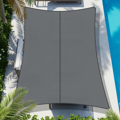 COOL AREA Voile d'ombrage imperméable Rectangle 3x5m Blocage UV Résistant aux intempéries pour Patio Extérieur Jardin Arrière-Cour,Anthracite