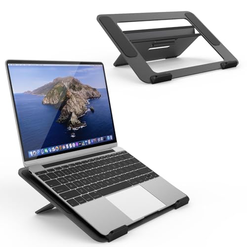 Avantree YS104 – Adjustable Aluminum Laptop Cooling Stand for Desk, Portable Holder for iPad, Tablet & Book, Foldable Ergonomic Riser Compatible with 9.7–16” Laptops including MacBook, Dell, HP & More