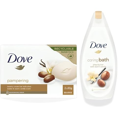 Dove Pampering Shea Butter Set with Bars and Wash Cover