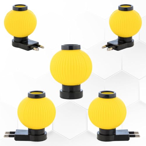 Image of Hi-Plasst Yellow Plug in Night Lamp - Decorative LED 0 Watt Bulb Lamp for Bedroom, Wall & Study Use, Ambient Side Table Night Light - Pack of 5