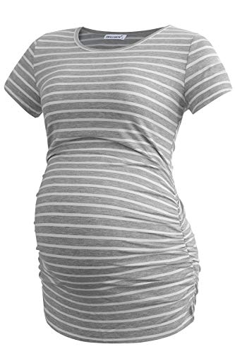 T-shirt de grossesse femme gris L Smallshow haut de maternité extensible