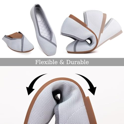 Image of Frank Mully Women Square Toe Flat Shoes Comfortable Knitted Flats