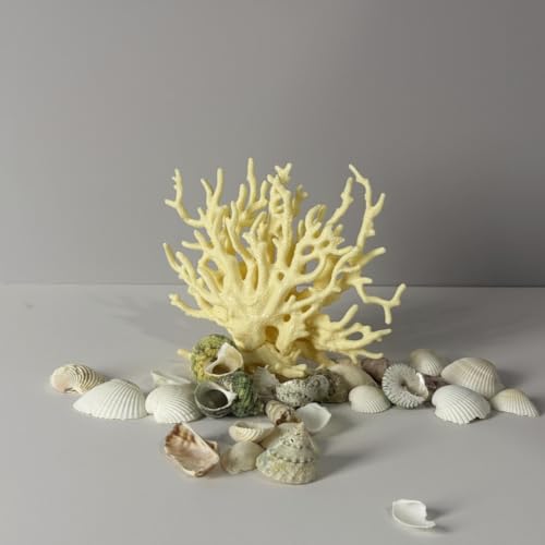 Image of Yellow Aquarium Coral Fish Tank Decorations Aquarium Landscape | Realistic coral aquarium decoration, 5.9 inch x 4.7 inch , suitable for fish, works for freshwater /saltwater tanks, easy to clean