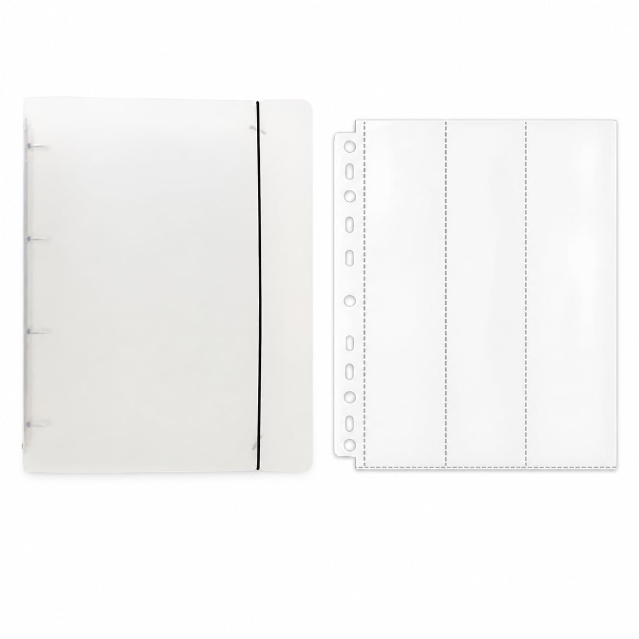 Copertina satinata a 4 fori, design a foglia larga | Materiale 30 3 PP | Metallo - Rilegatura rotonda | per custodie per carte