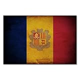 Postereck - 0322 - Vintage Flagge, Fahne Andorra Andorra la Vella - Unterricht Klassenzimmer Schule Wandposter Fotoposter Bilder Wandbild Wandbilder - Leinwand - 40,0 cm x 30,0 cm