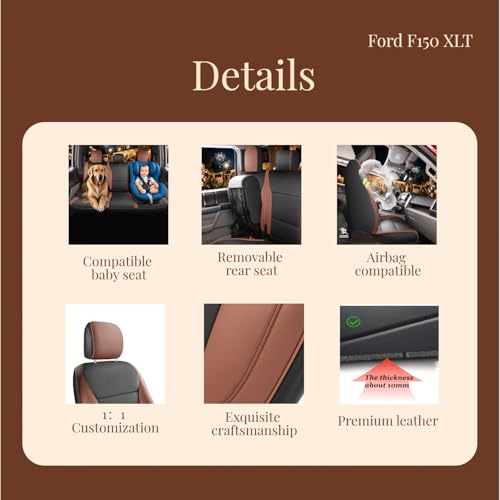 Image of Red Rain Leather Car Seat Covers for 2015-2025 Ford F150 SuperCrew /CrewCab